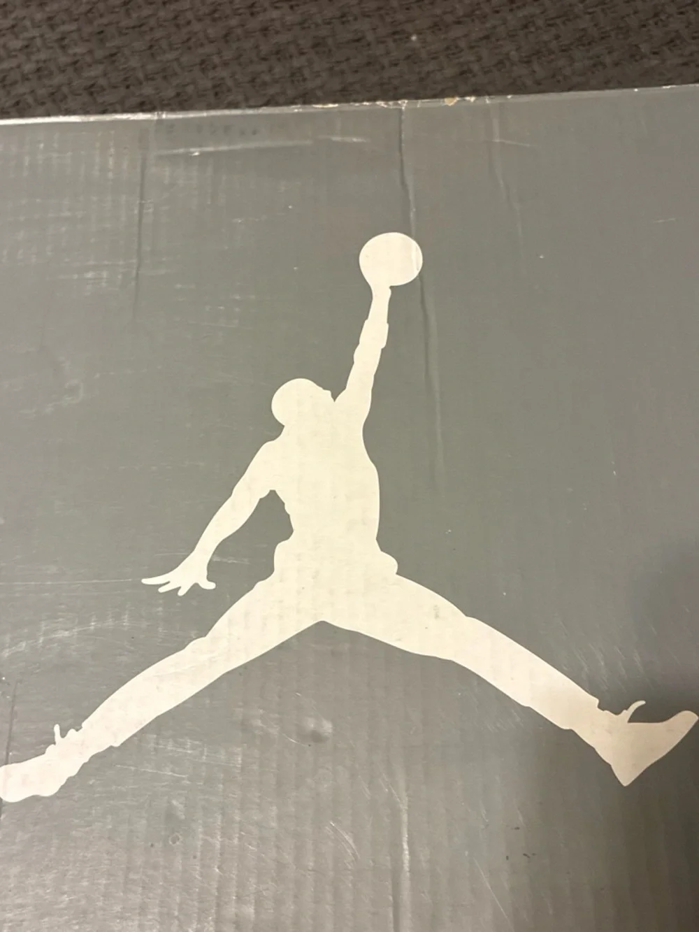 Jordan White Jumpman Decal on Gray Backing